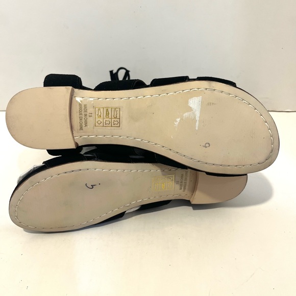 JEFFREY CAMPBELL REDONDO Black Fringe Low Heel Flat Gladiator Sandal 7.5 - Picture 8 of 14